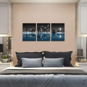 3 Piece Black And White City Luminous - Wall Art