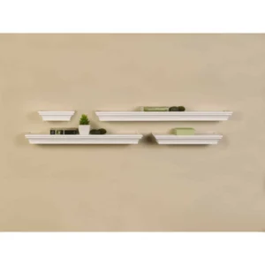 Floating Wall Mount Molding Ledge Shelves, Set of 4, White