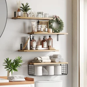 Set of 4 - Farmhouse Floating Shelves for Bathroom