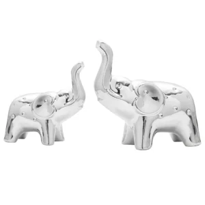 Elephant Statues Home Decor Accents For Shelves - White